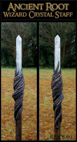 Ancient Root Wizard Crystal Point Magic Staff