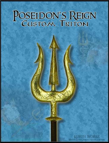 Poseidon's Reign Custom Wooden Triton Staff