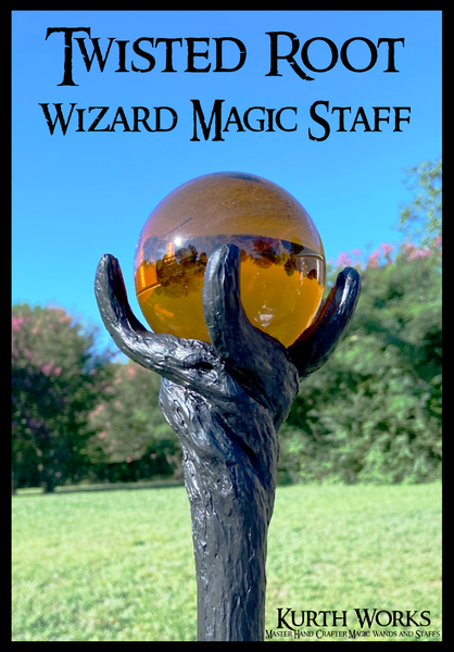 1.Tsisted Root Wizard Magic Crystal Spiraled Staff