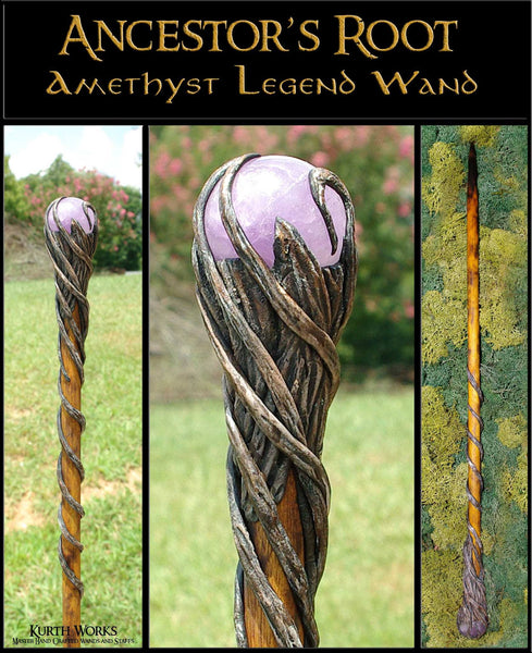 Ancestor's Root Amethyst Crystal Magic Wizard Wand
