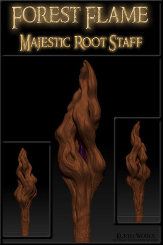 2. Forest Flame Root Wizard Crystal Magic Staff