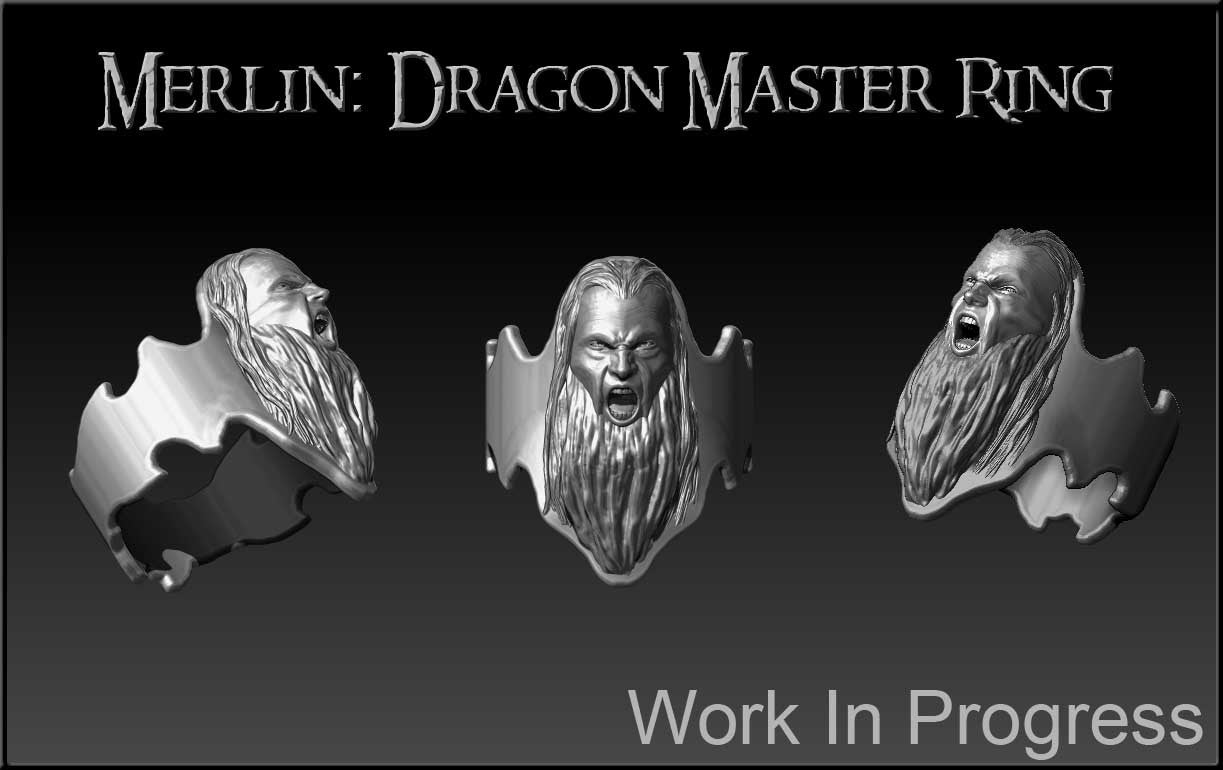 Merlin Dragon Master Silver Custom Ring