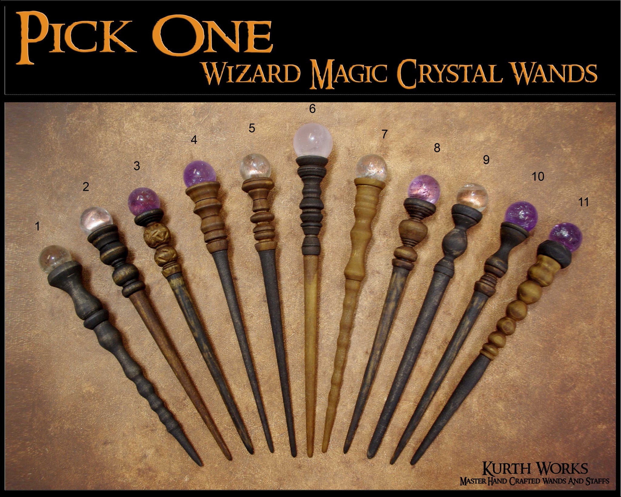 1. Pick One Magic Wizard Crystal Quartz Amethyst Wand