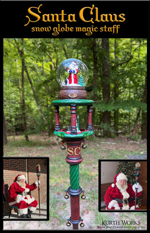 Santa Claus Magic Spiraled Christmas  Snow Globe Staff