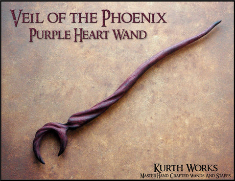 Veil Of The Phoenix Purple Heart Wizard Magic Wooden Wand