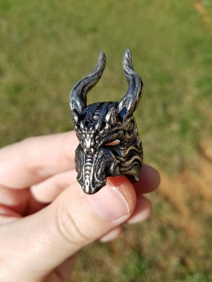 Bone Helm Custom Nickel Fantasy Skull Ring