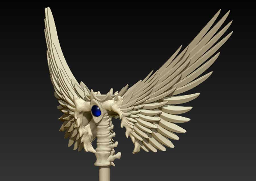 Custom Bone Wings Wizard Crystal Magic Staff