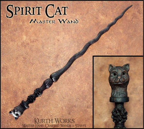 Spirit Cat Spiraled Wizard Magic Wand