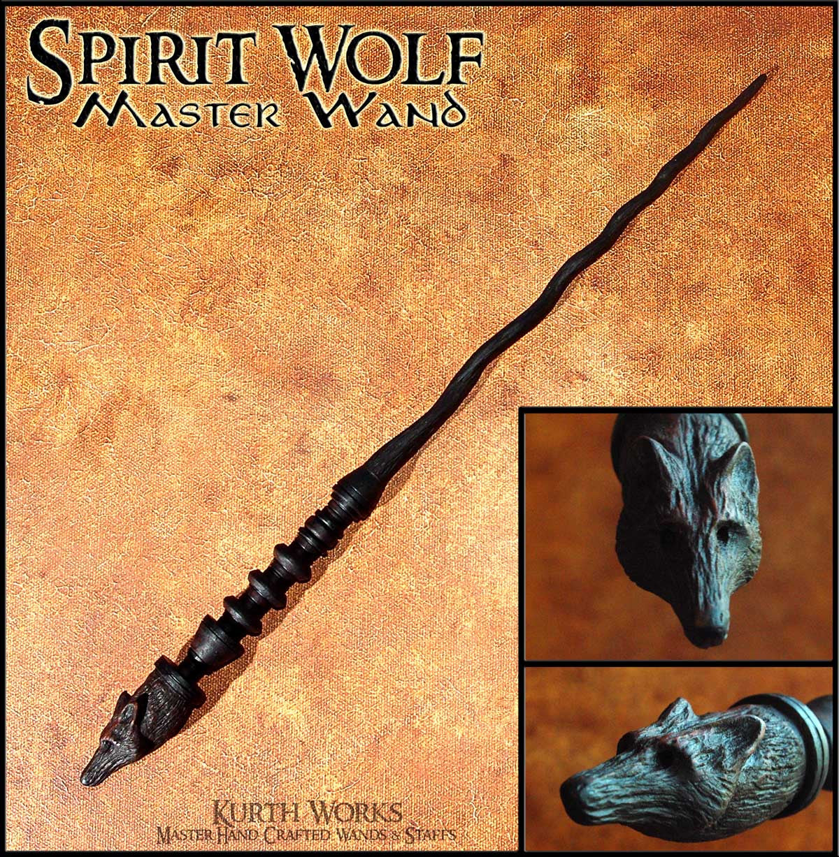 Spirit Wolf Spiraled Wizard Magic Wand